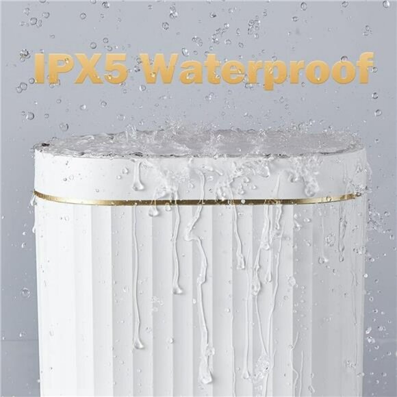 Motion Sensor Trash Can 2 Gallon White Gold Slim Bathroom Kitchen Office Bin - Picture 5 of 7